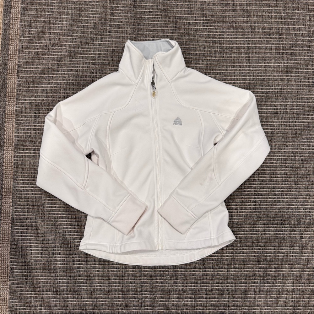 Nike ACG Women's White Full-Zip Thermal Layer Jacket with High Collar